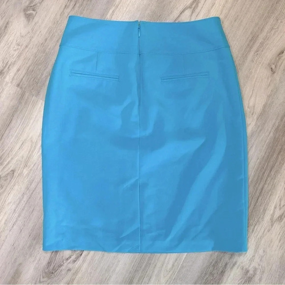 Worthington Corporate Baddie Aqua Blue Business Casual Pencil Midi Skirt / Sz 8 - Picture 2 of 4